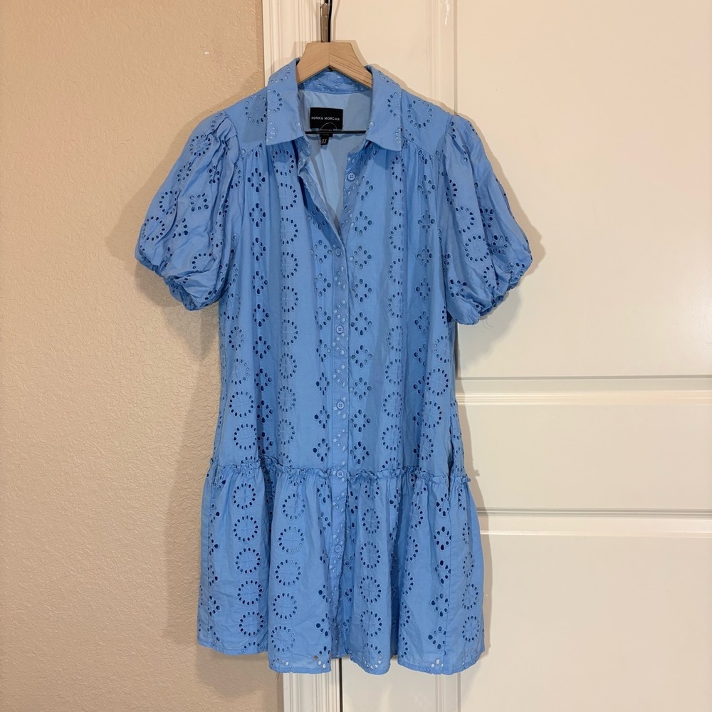 Donna Morgan Button Down Eyelet Shirt Dress - Picture 4 of 16